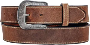 Heritage Leathers USA Geniune Leather Overlay Western Belt, Vintage Brown