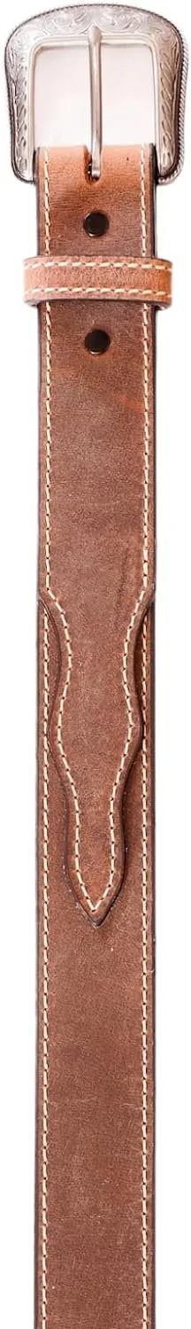 Heritage Leathers USA Geniune Leather Overlay Western Belt, Vintage Brown