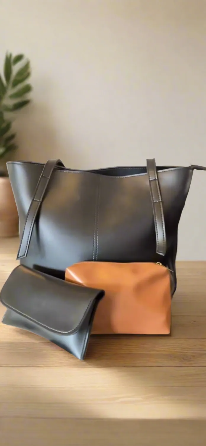 Hobo Tote Black  3 piece