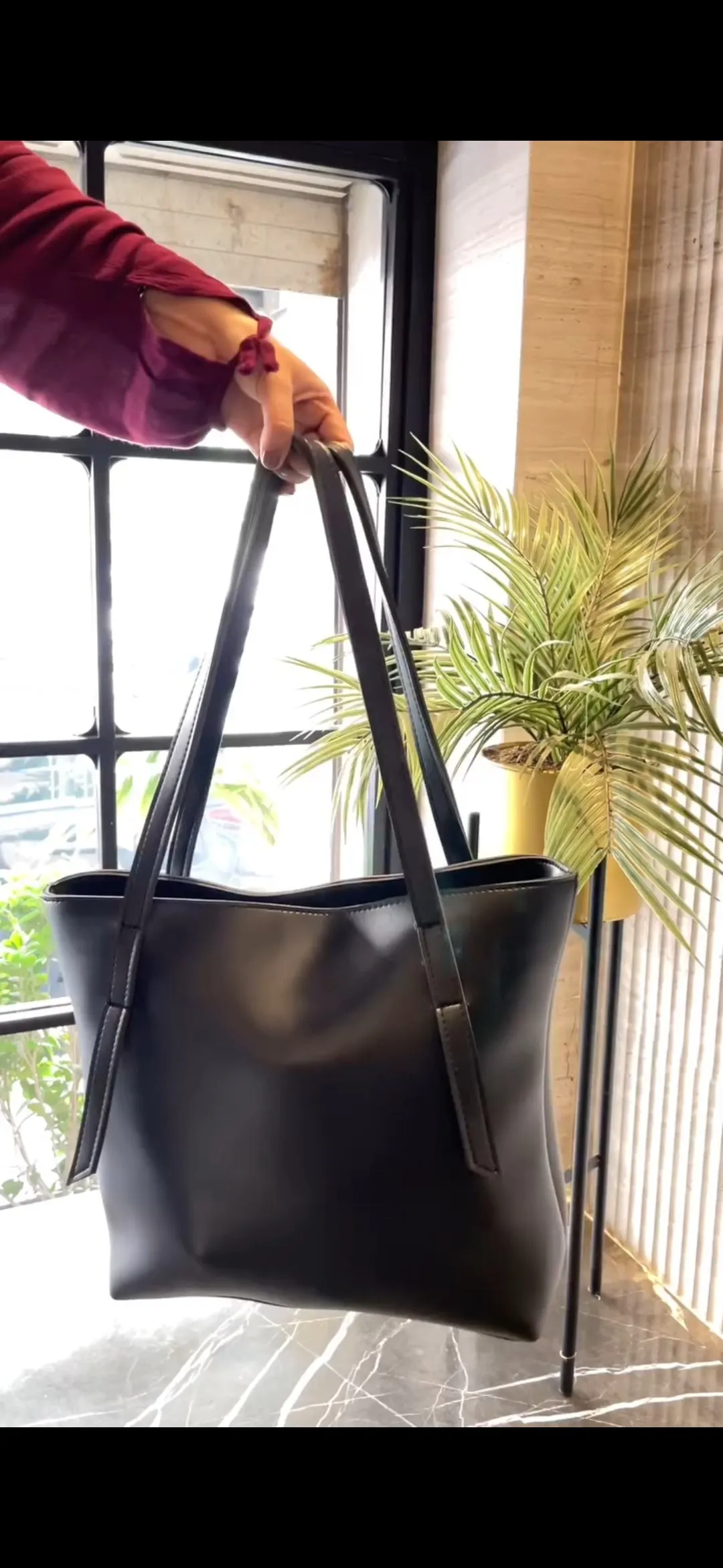 Hobo Tote Black  3 piece
