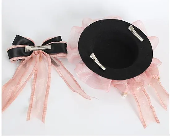 Jirai Kei Black Pink Headband Hat Hair Accessories