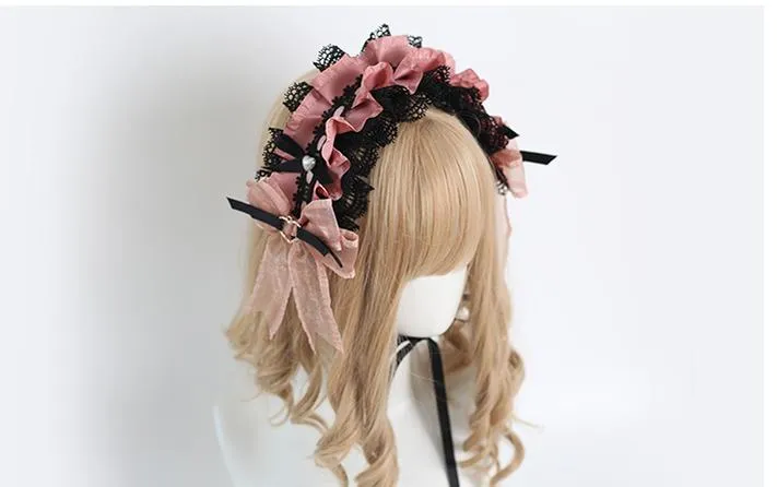 Jirai Kei Black Pink Headband Hat Hair Accessories