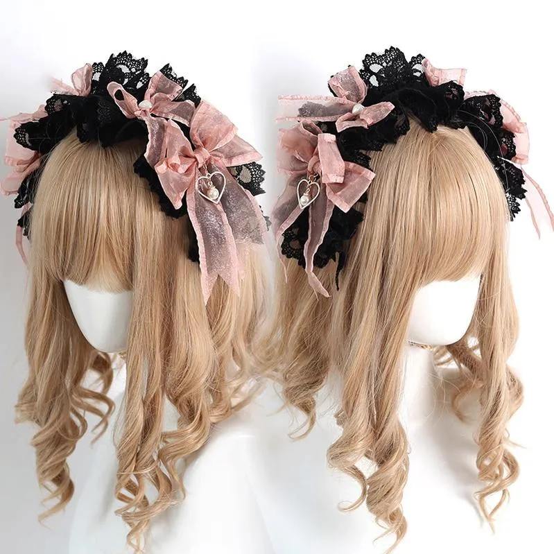 Jirai Kei Black Pink Headband Hat Hair Accessories