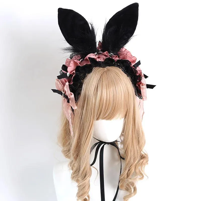 Jirai Kei Black Pink Headband Hat Hair Accessories
