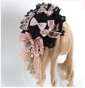 Jirai Kei Black Pink Headband Hat Hair Accessories