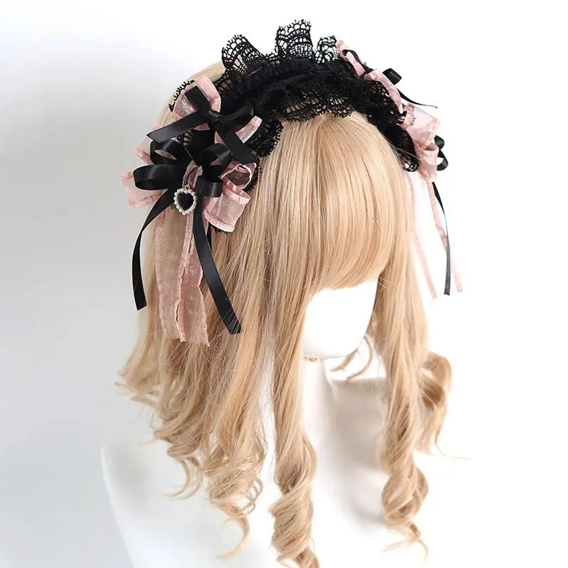 Jirai Kei Black Pink Headband Hat Hair Accessories