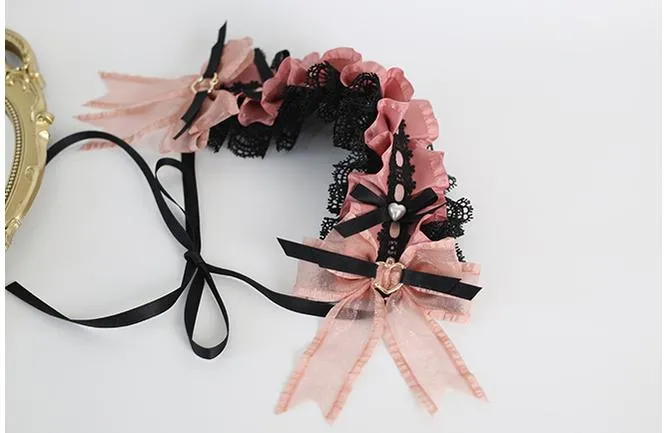 Jirai Kei Black Pink Headband Hat Hair Accessories