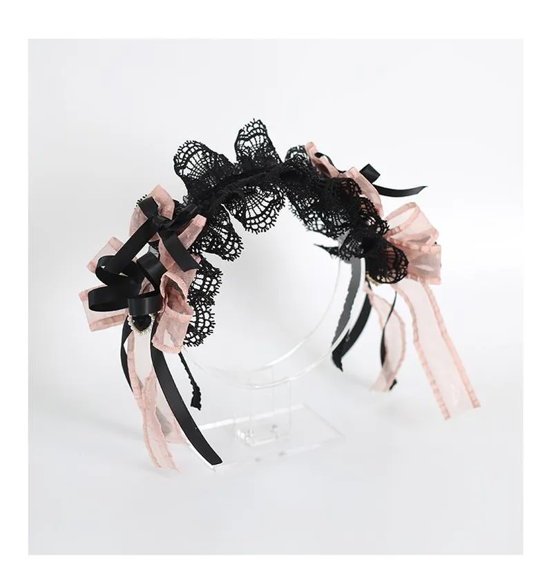 Jirai Kei Black Pink Headband Hat Hair Accessories