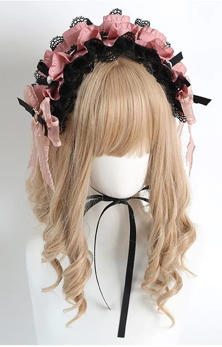 Jirai Kei Black Pink Headband Hat Hair Accessories