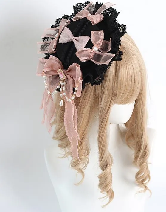 Jirai Kei Black Pink Headband Hat Hair Accessories