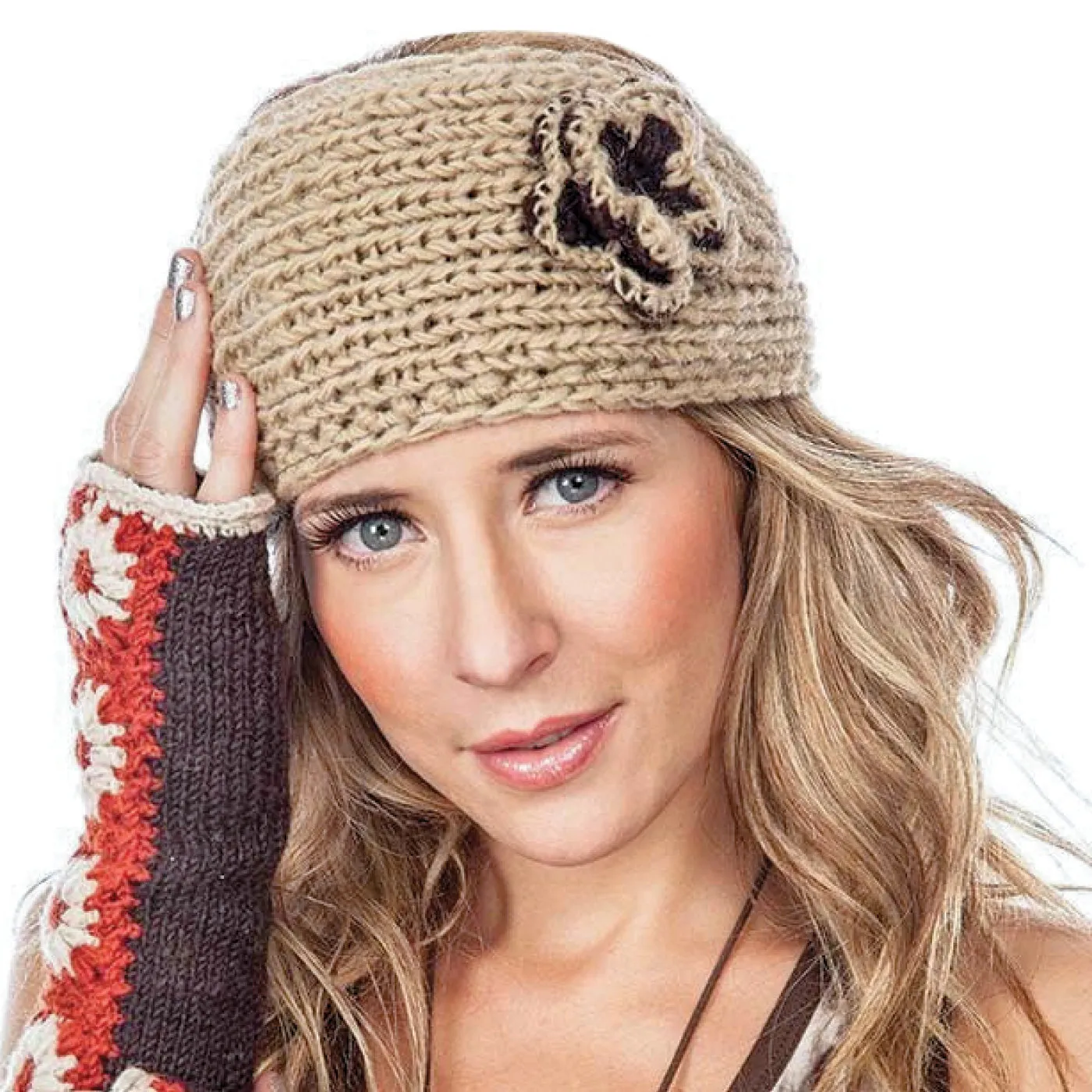 Knitted Headband With Flower