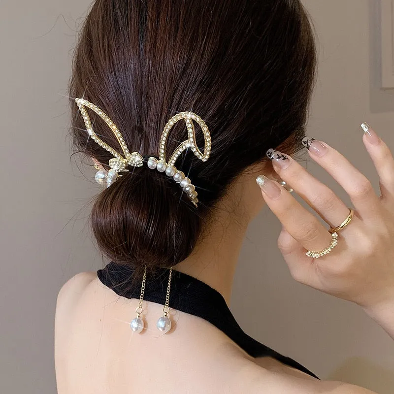Korean Pearl Tassel Hair Claw