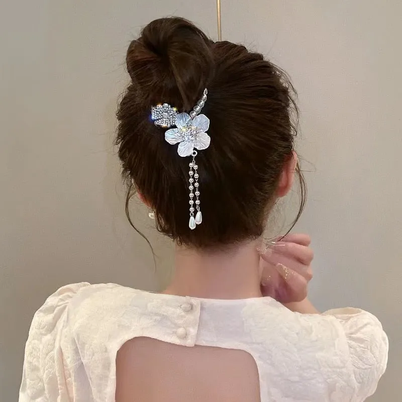 Korean Pearl Tassel Hair Claw