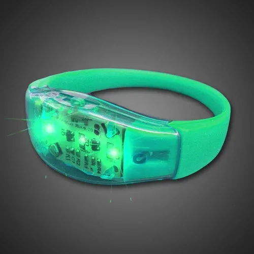 LED Light Up Green Sound Activated Silicone Bracelet