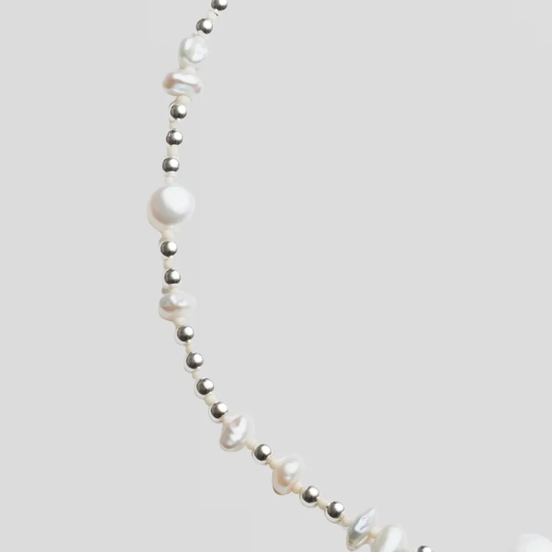 Loren Necklace (Silver   Pearl)