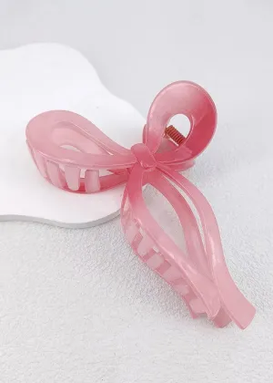 Lorie Bow Hair Claw Pink