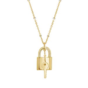 Love Padlock and Key Sparkle Chain Necklace