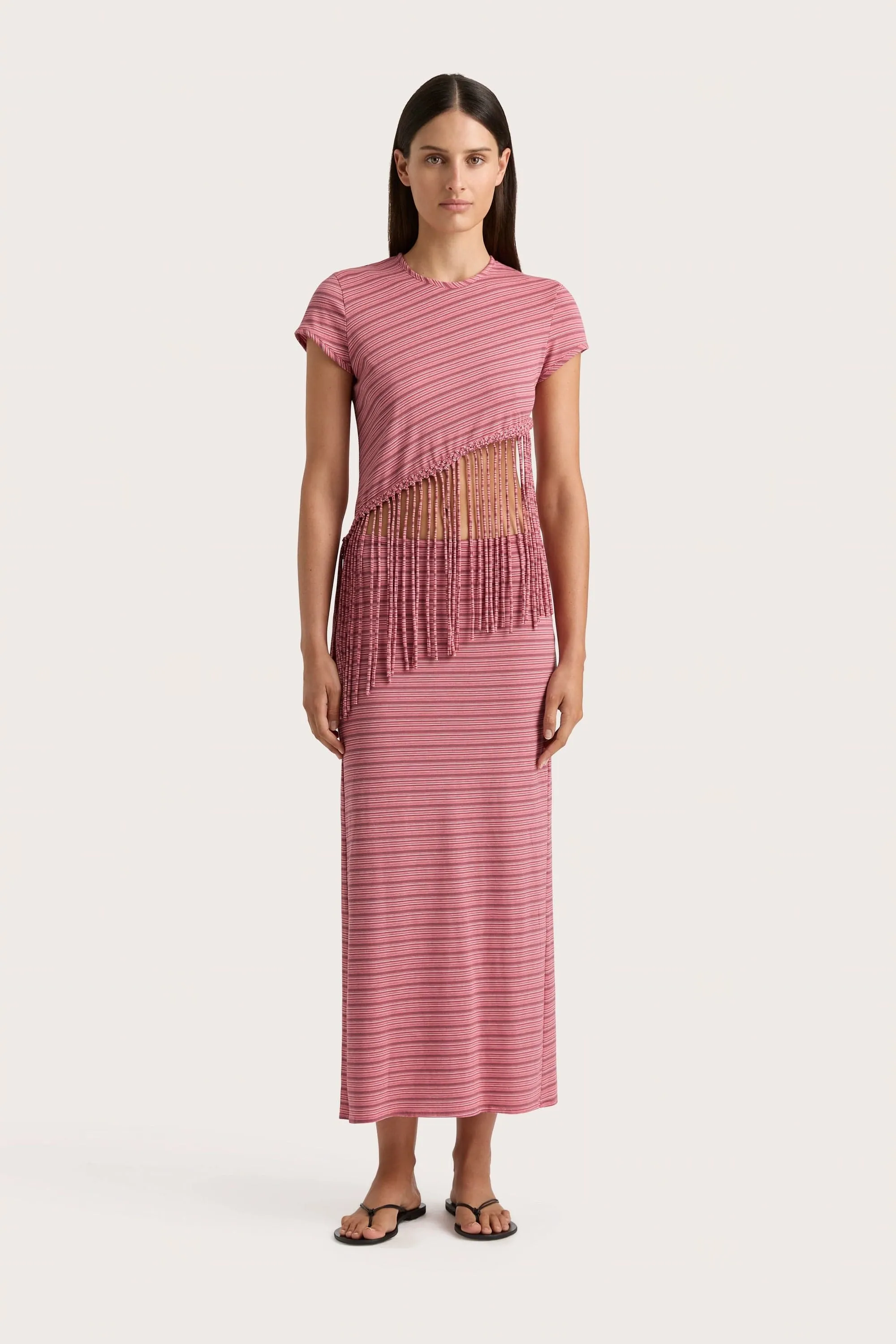 Maceio T-Shirt Vermillion Stripe - Final Sale
