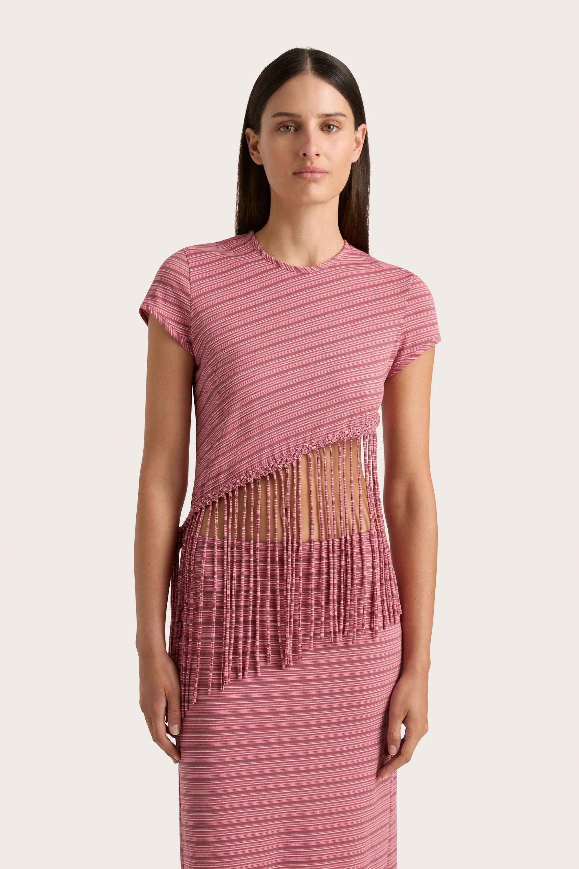Maceio T-Shirt Vermillion Stripe - Final Sale
