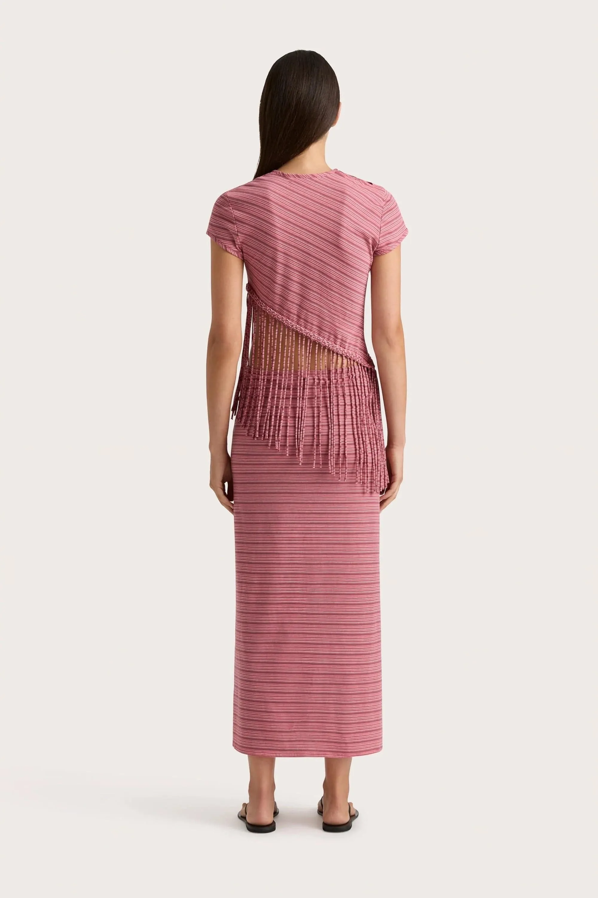 Maceio T-Shirt Vermillion Stripe - Final Sale