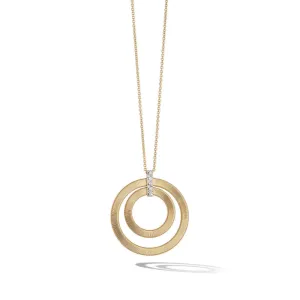 Marco Bicego Masai Collection 18K Yellow Gold and Diamond Double Circle Long Necklace