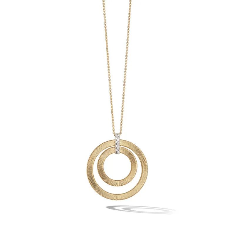 Marco Bicego Masai Collection 18K Yellow Gold and Diamond Double Circle Long Necklace