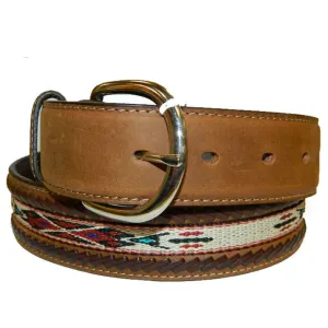 Men's Brown Lace Edge Ribbon Belt By Tony Lama 5A109