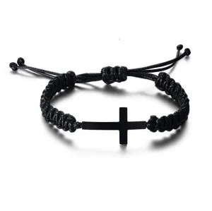 Men's Cross Bracelet <br> Black Rope