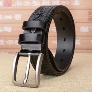 Men's Leather Pressed Design Strap Waist Belt
