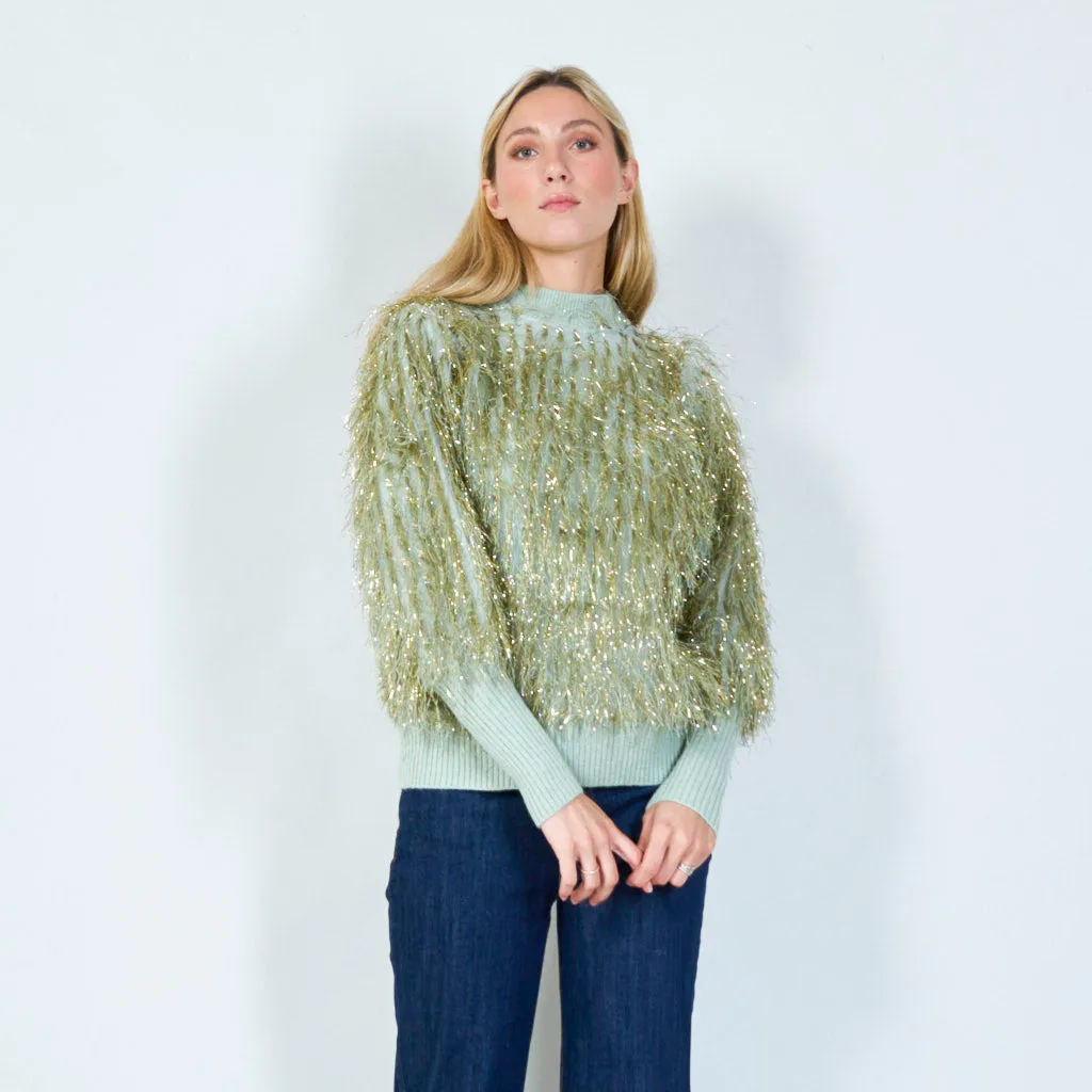 Metallic shaggy sweater wholesale