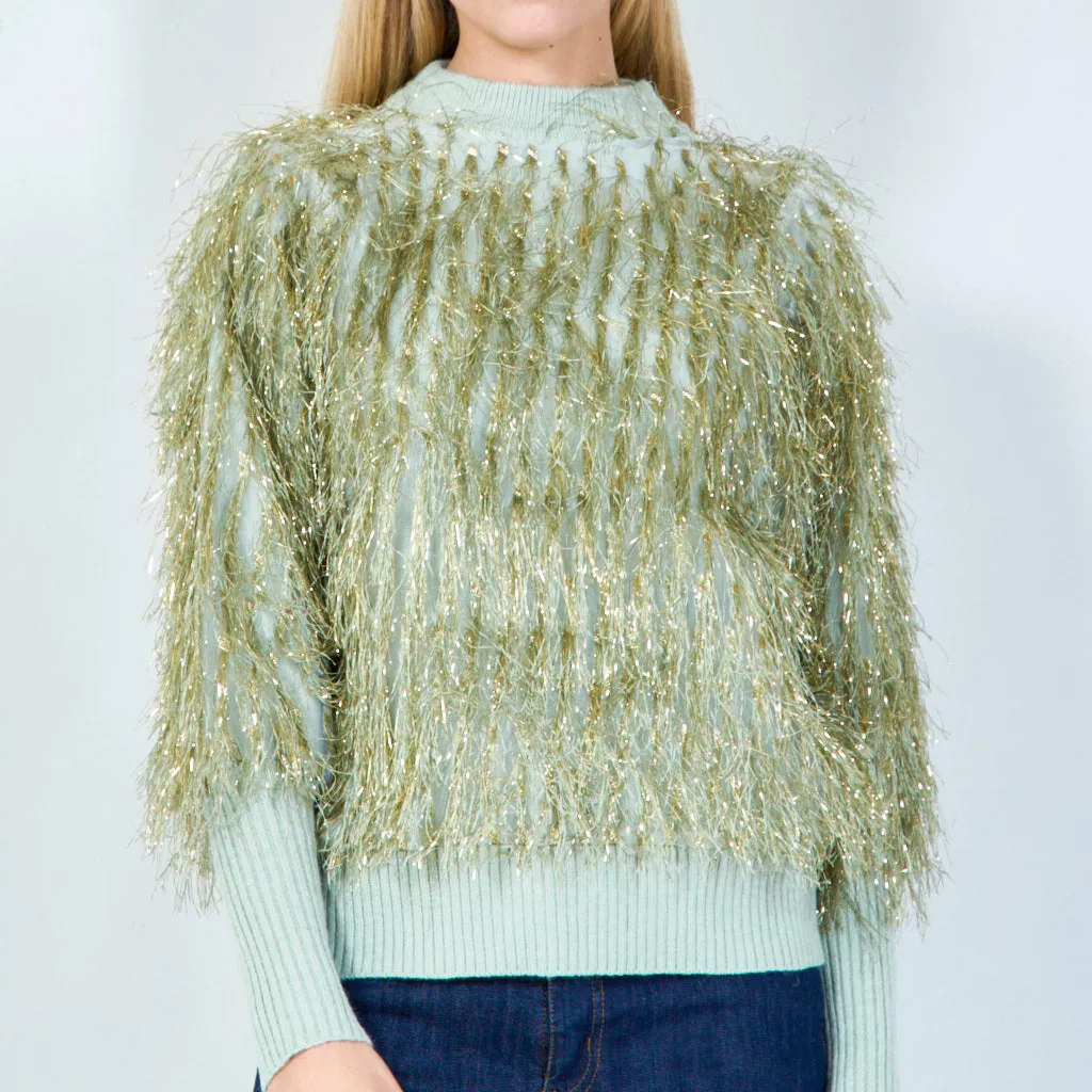 Metallic shaggy sweater wholesale