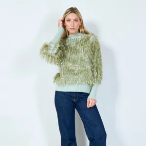 Metallic shaggy sweater wholesale