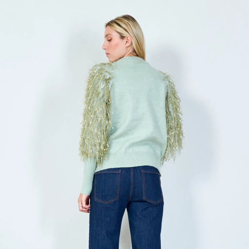 Metallic shaggy sweater wholesale