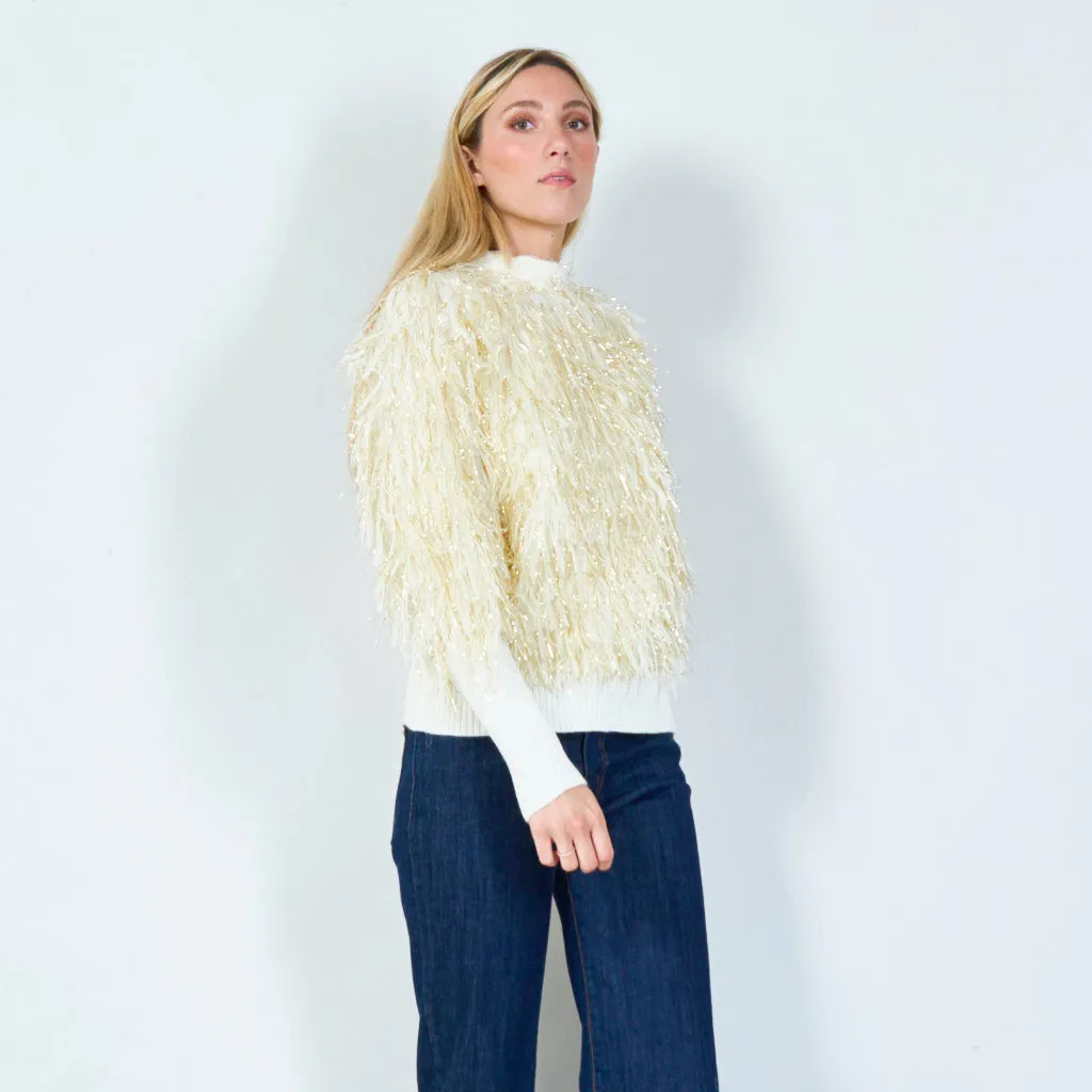 Metallic shaggy sweater wholesale