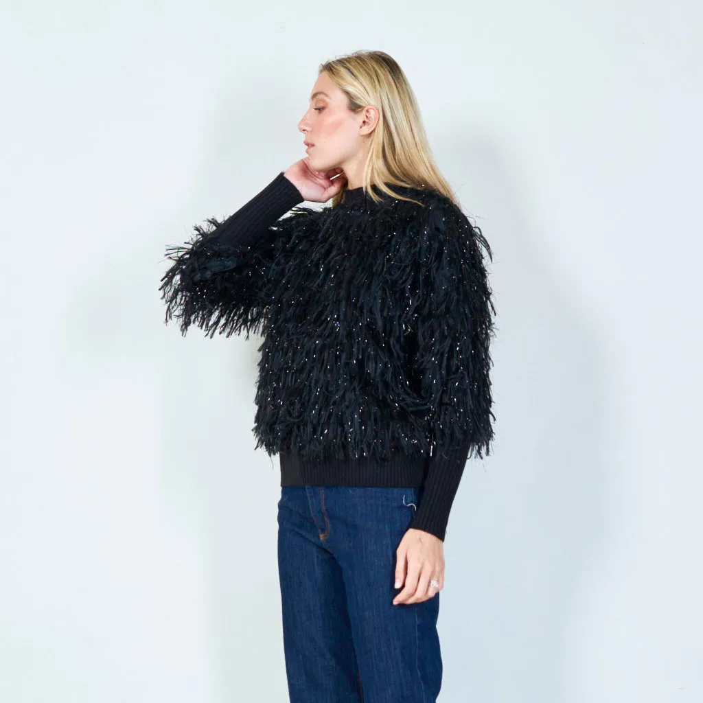 Metallic shaggy sweater wholesale