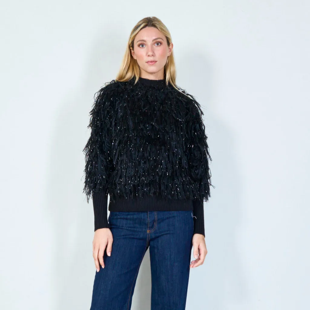 Metallic shaggy sweater wholesale