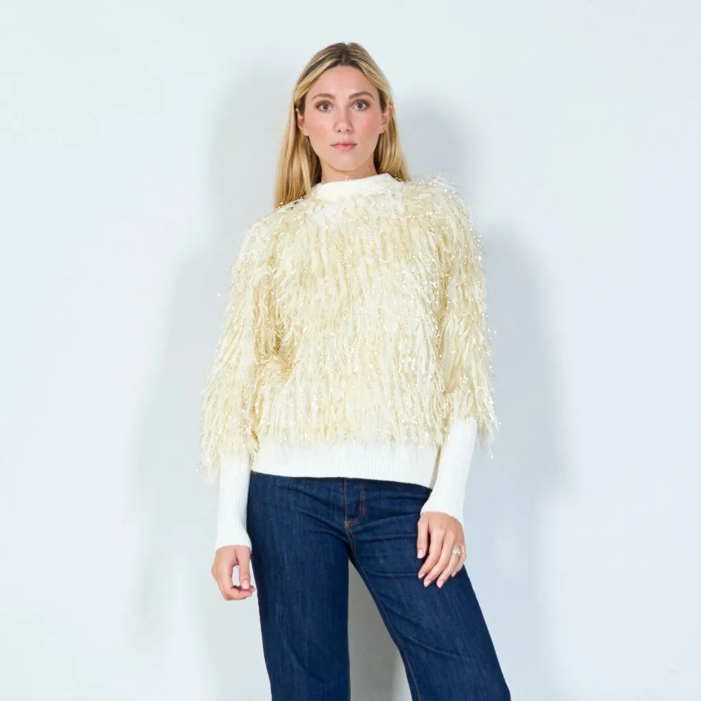 Metallic shaggy sweater wholesale