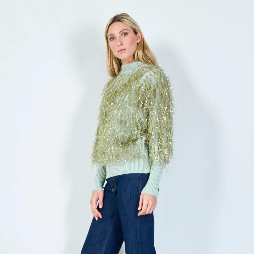 Metallic shaggy sweater wholesale