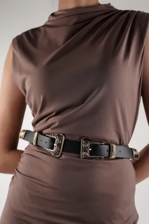 Midnight Double Buckle Belt