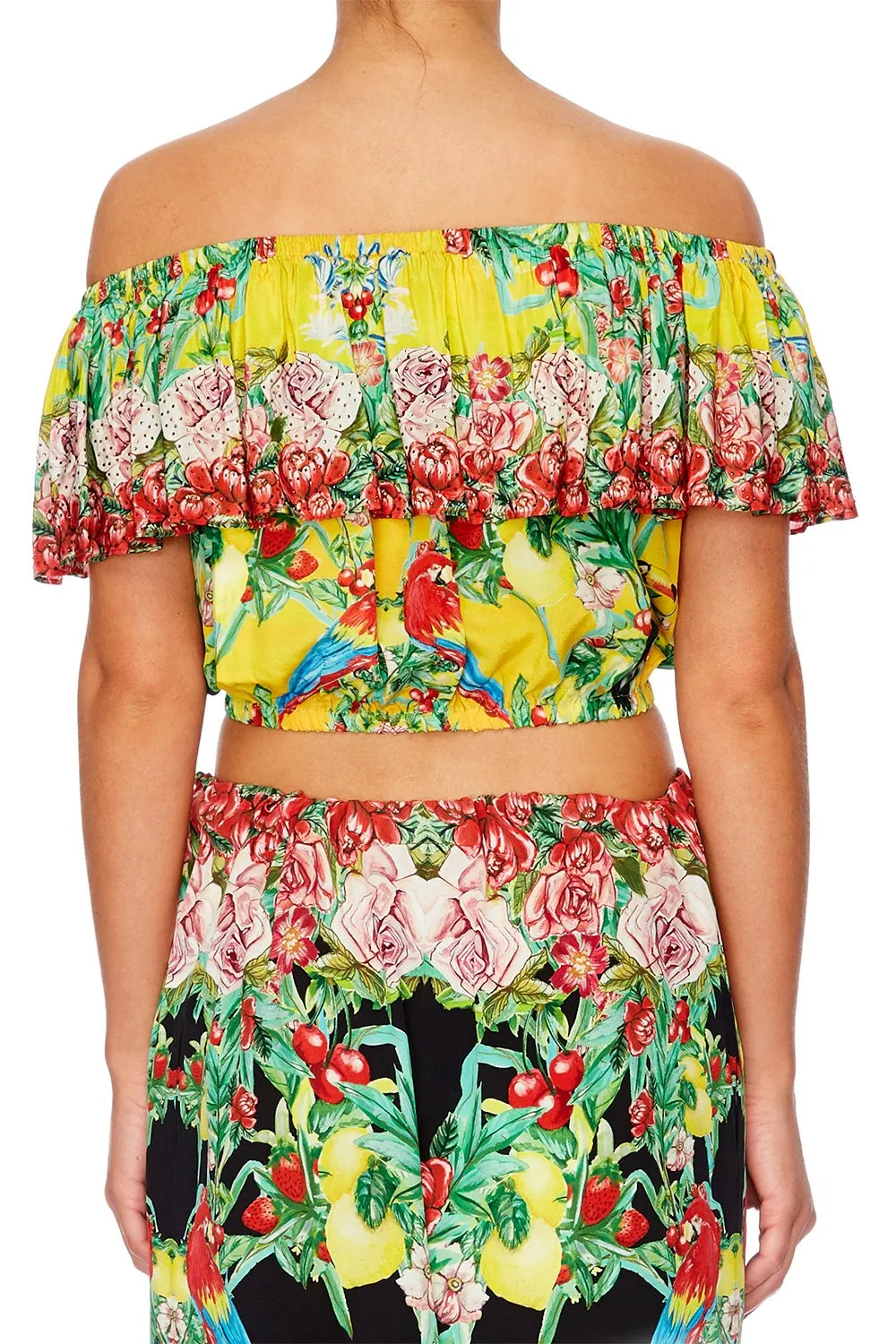 MIDRIFF FRILL TOP LOVE BIRD