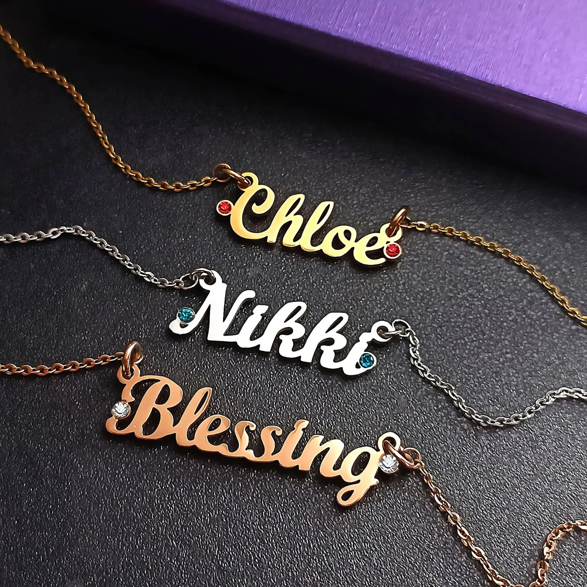 Name Necklace (Birthstones & Ornaments Optional)