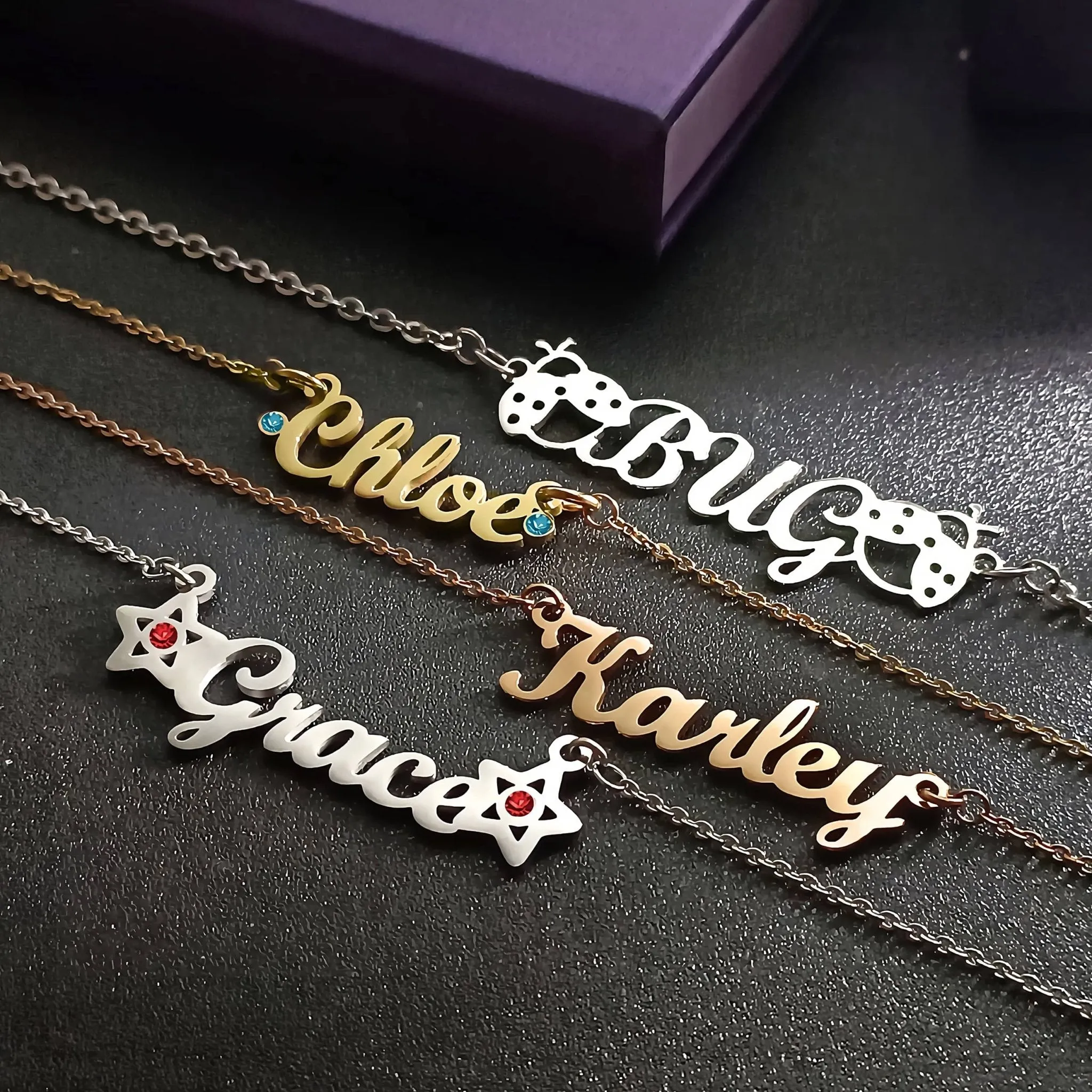 Name Necklace (Birthstones & Ornaments Optional)
