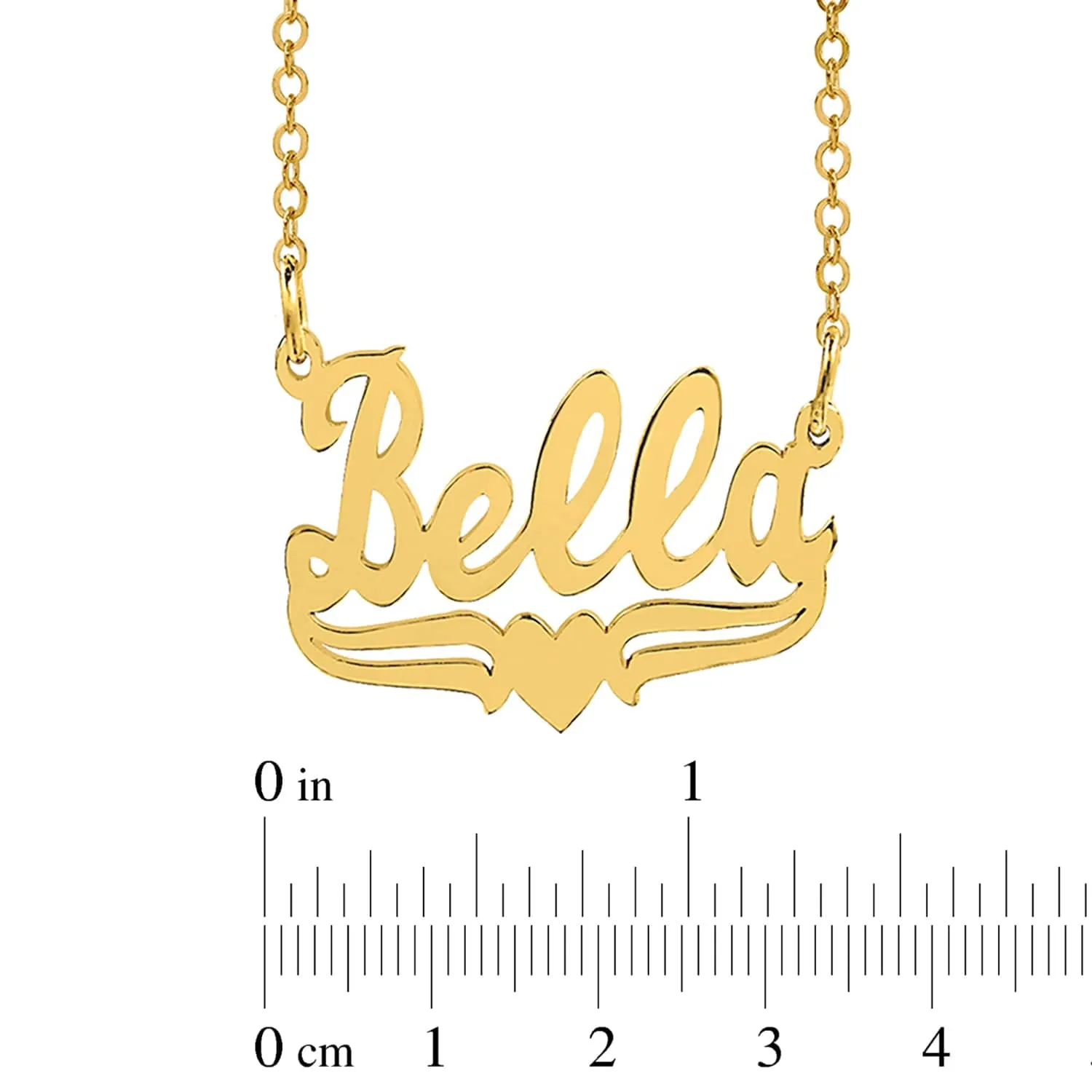 Name Necklace with Lower Tails & Heart Alexandra