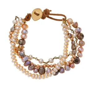 Nava Zahavi Yellow Gold Mixed Pearls Bracelet