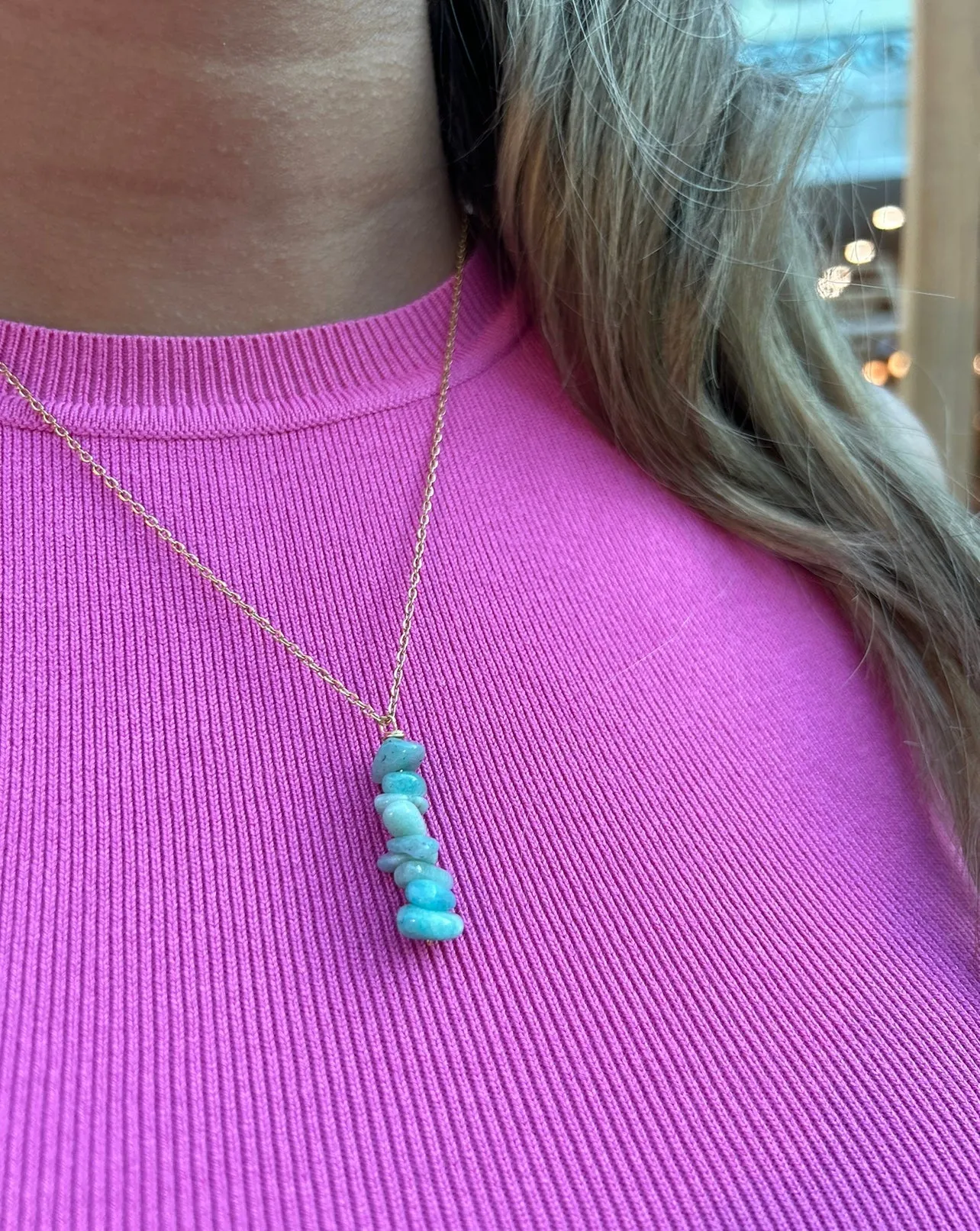 Necklace Vertical Chopped Natural Stones