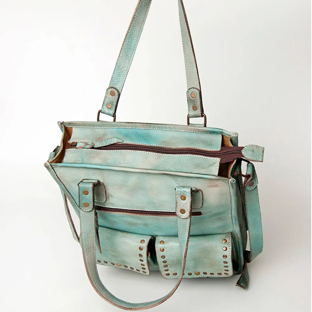 Never Mind Nmbg111C Tote Vintage Handmade Genuine Cowhide Leather Women Bag Western Handbag Purse