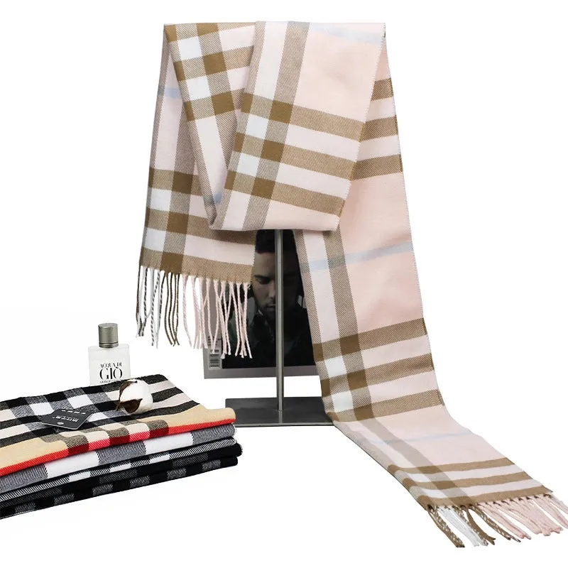 New Autumn And Winter Imitation Cashmere Student Men's Business Casual Brushed Thick British Plaid Scarf Long Men's Scarf