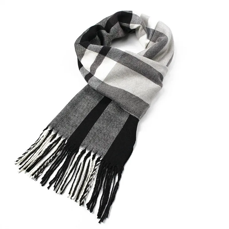 New Autumn And Winter Imitation Cashmere Student Men's Business Casual Brushed Thick British Plaid Scarf Long Men's Scarf