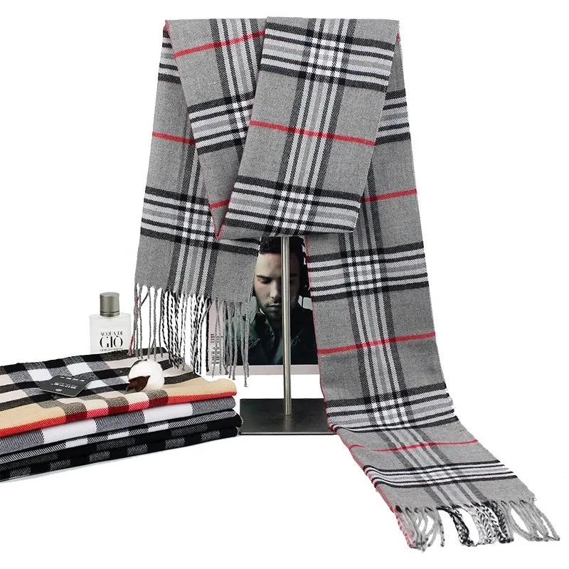 New Autumn And Winter Imitation Cashmere Student Men's Business Casual Brushed Thick British Plaid Scarf Long Men's Scarf