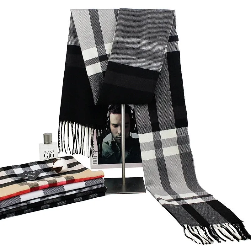 New Autumn And Winter Imitation Cashmere Student Men's Business Casual Brushed Thick British Plaid Scarf Long Men's Scarf